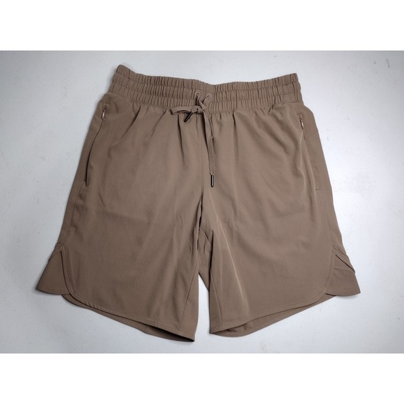 tek gear Pants - Tek Gear Mens Small Taupe‎ Brown Athletic Shorts Elastic Waist Zip Pockets